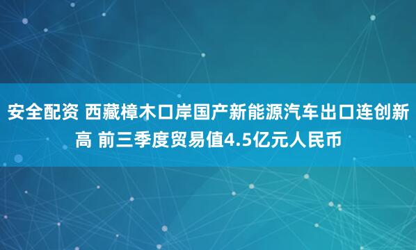 安全配资 西藏樟木口岸国产新能源汽车出口连创新高 前三季度贸易值4.5亿元人民币